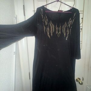 Black Dress with Gold Embellishments